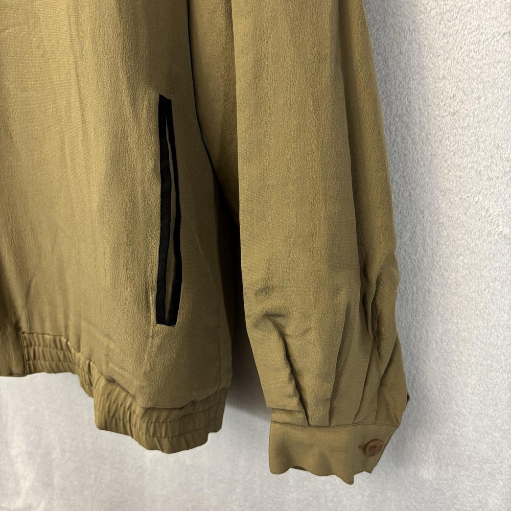 Vintage Roevelle 100% Silk Bomber Jacket Mens Large L Tan Lined Lightweight Zip - Picture 9 of 16
